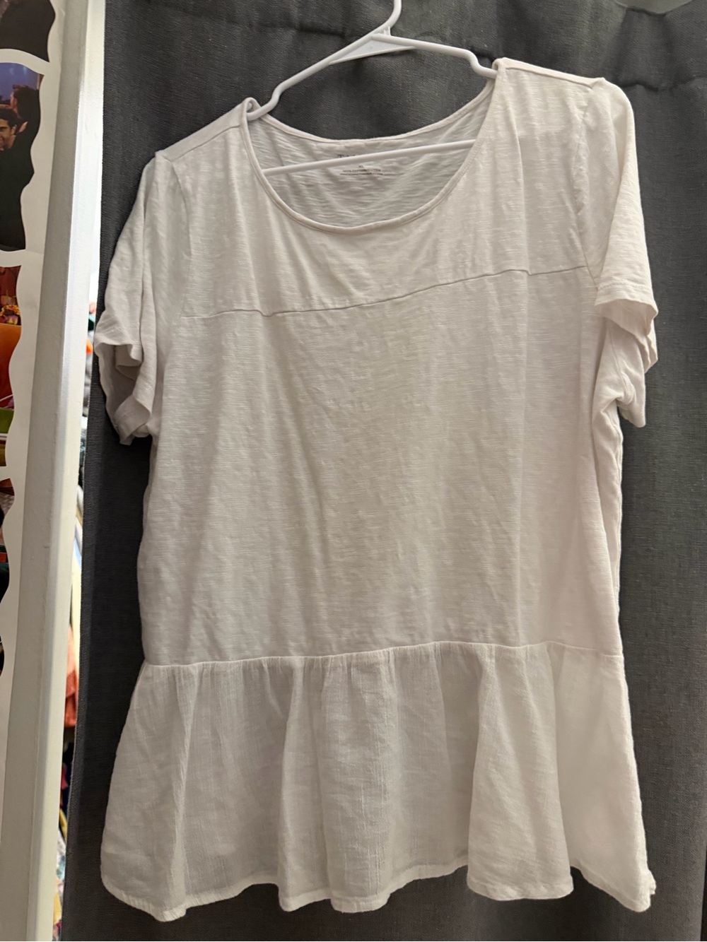 Talbots White Peplum Short Sleeve Top